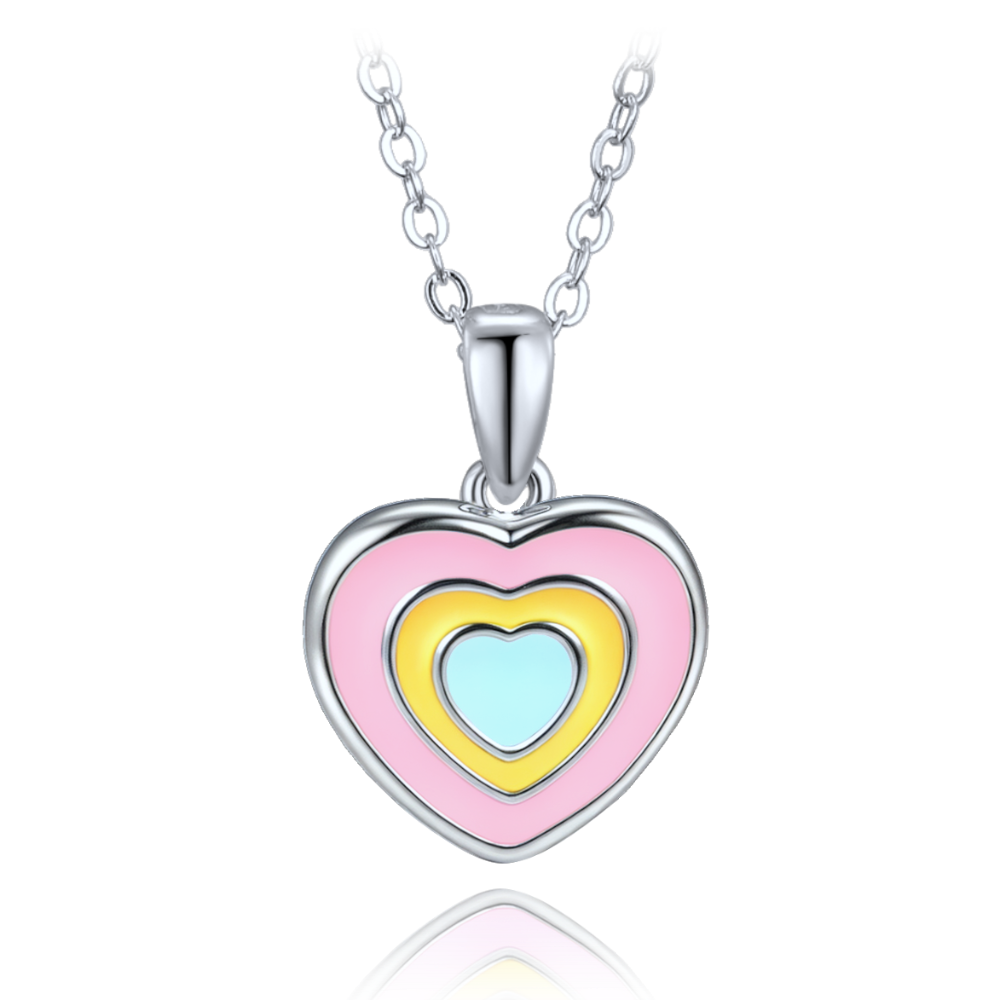 MINET Dětský stříbrný náhrdelník duhové srdce