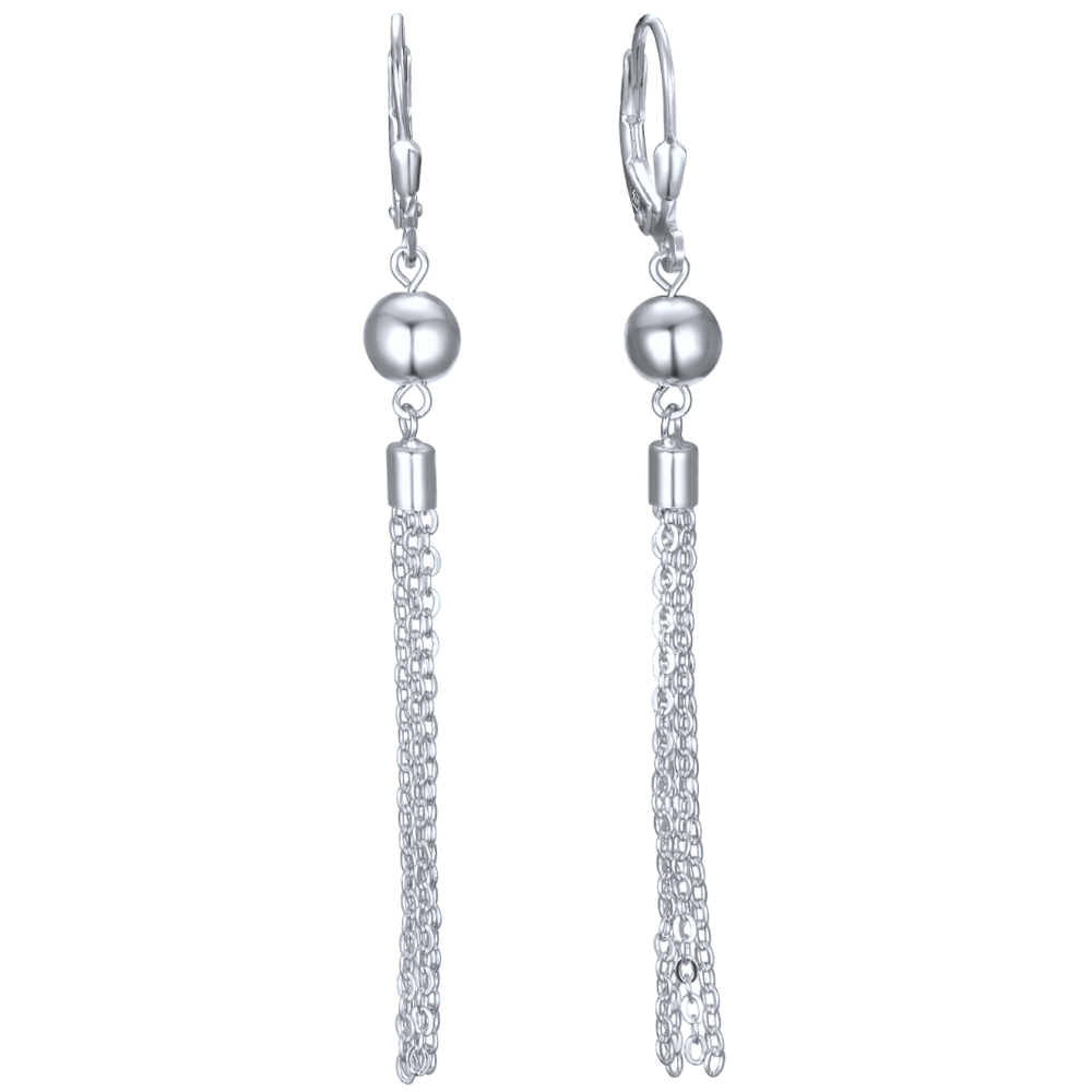 MINET Řetízkové stříbrné visací náušnice s kuličkami