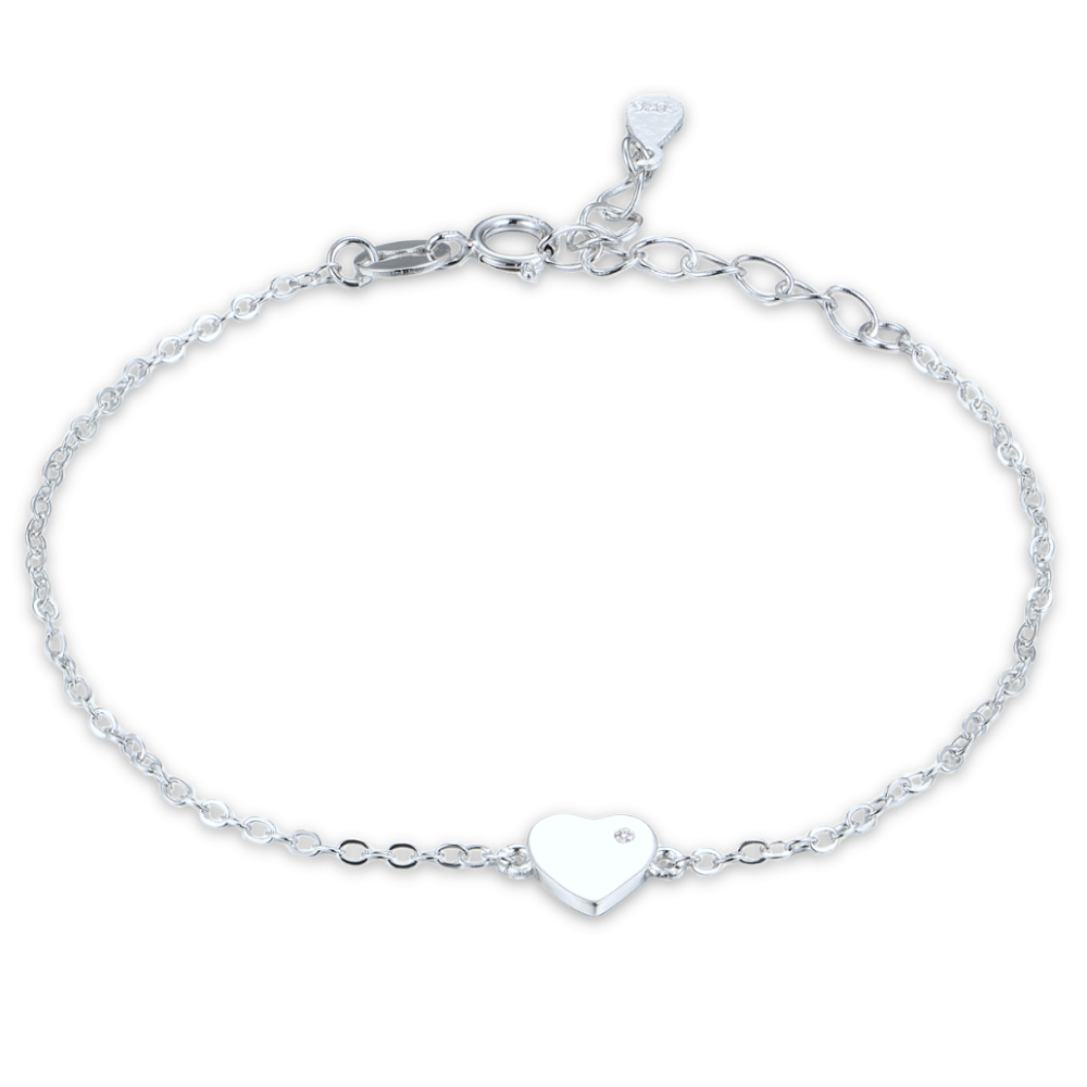 MINET Stříbrný náramek se srdíčkem - dcera