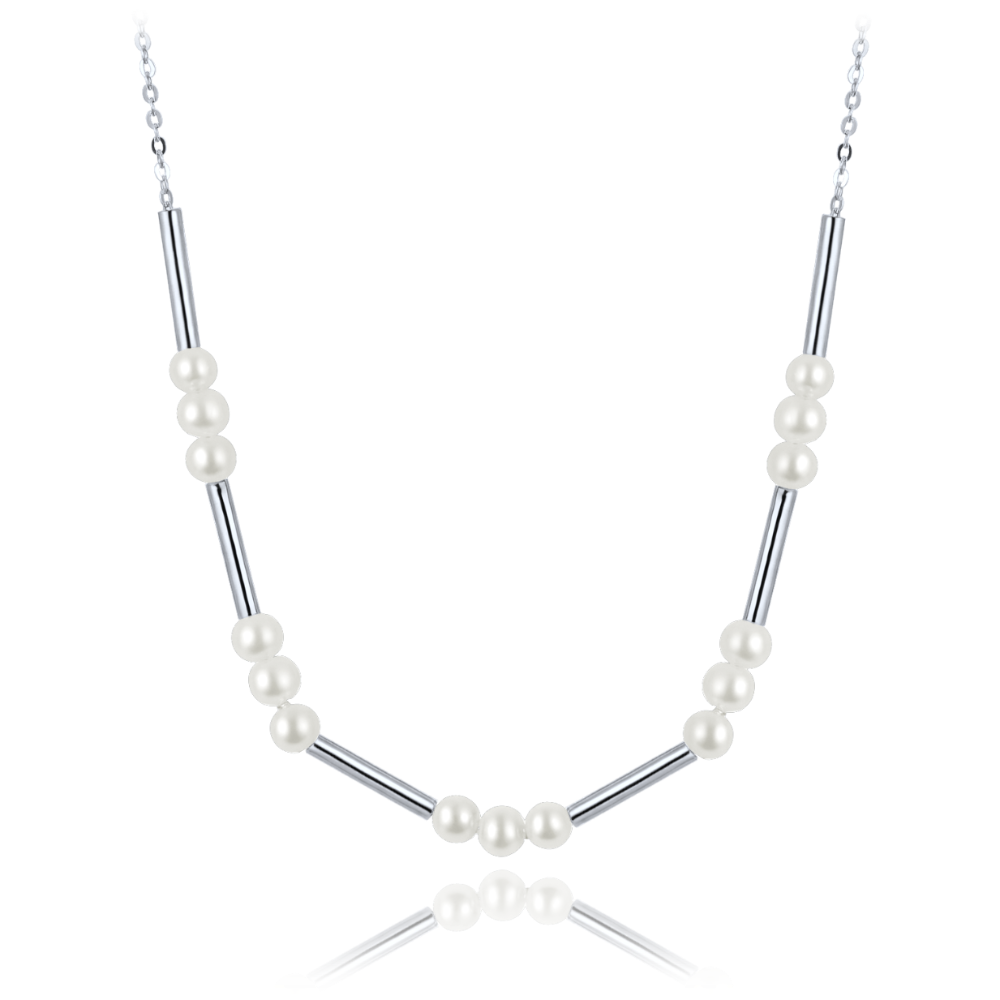 MINET Stříbrný náhrdelník s přírodními perlami
