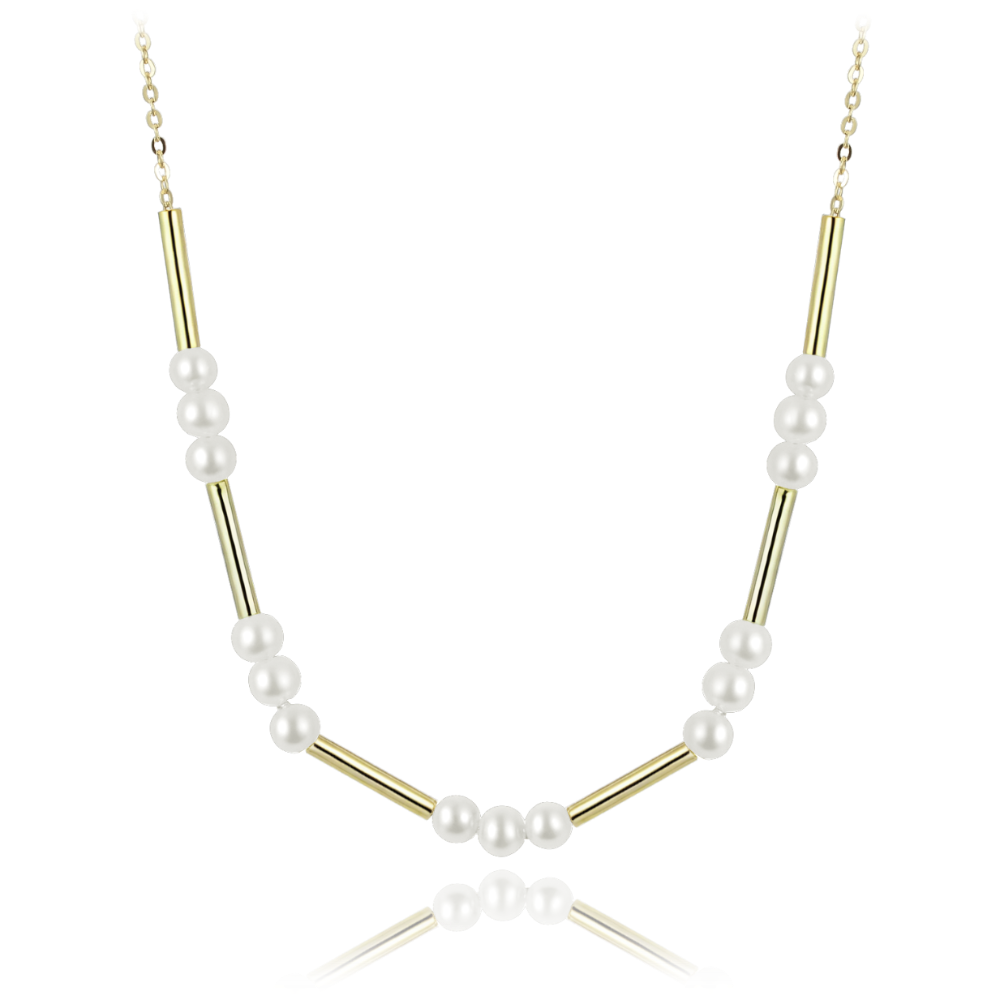 MINET Pozlacený stříbrný náhrdelník s přírodními perlami