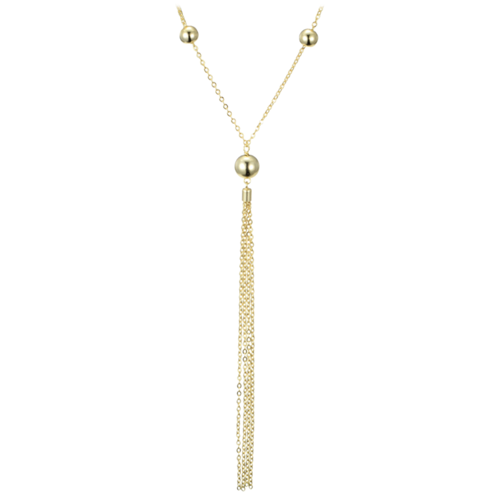 MINET Pozlacený stříbrný náhrdelník s řetízky a kuličkami