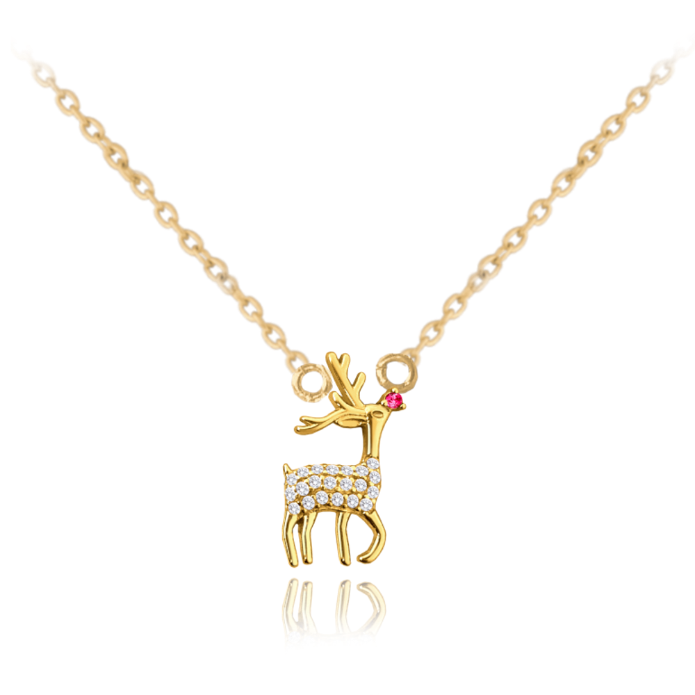 MINET Vánoční pozlacený stříbrný náhrdelník REINDEER