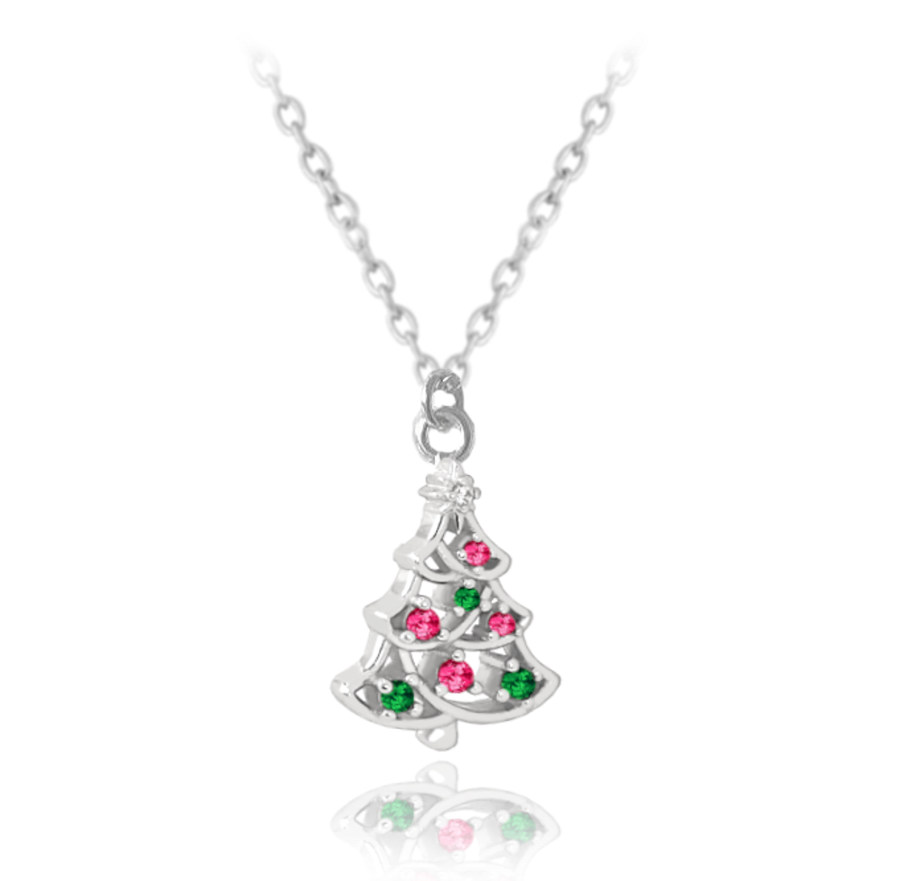MINET Vánoční stříbrný náhrdelník CHRISTMAS TREE
