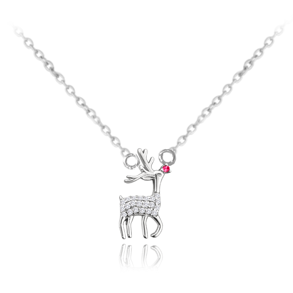 MINET Vánoční stříbrný náhrdelník REINDEER