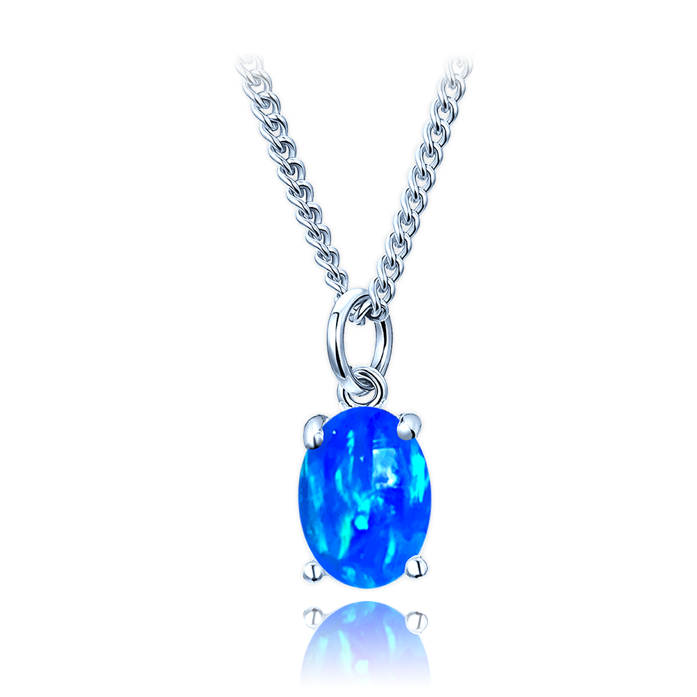 MINET Stříbrný náhrdelník s modrým opálkem