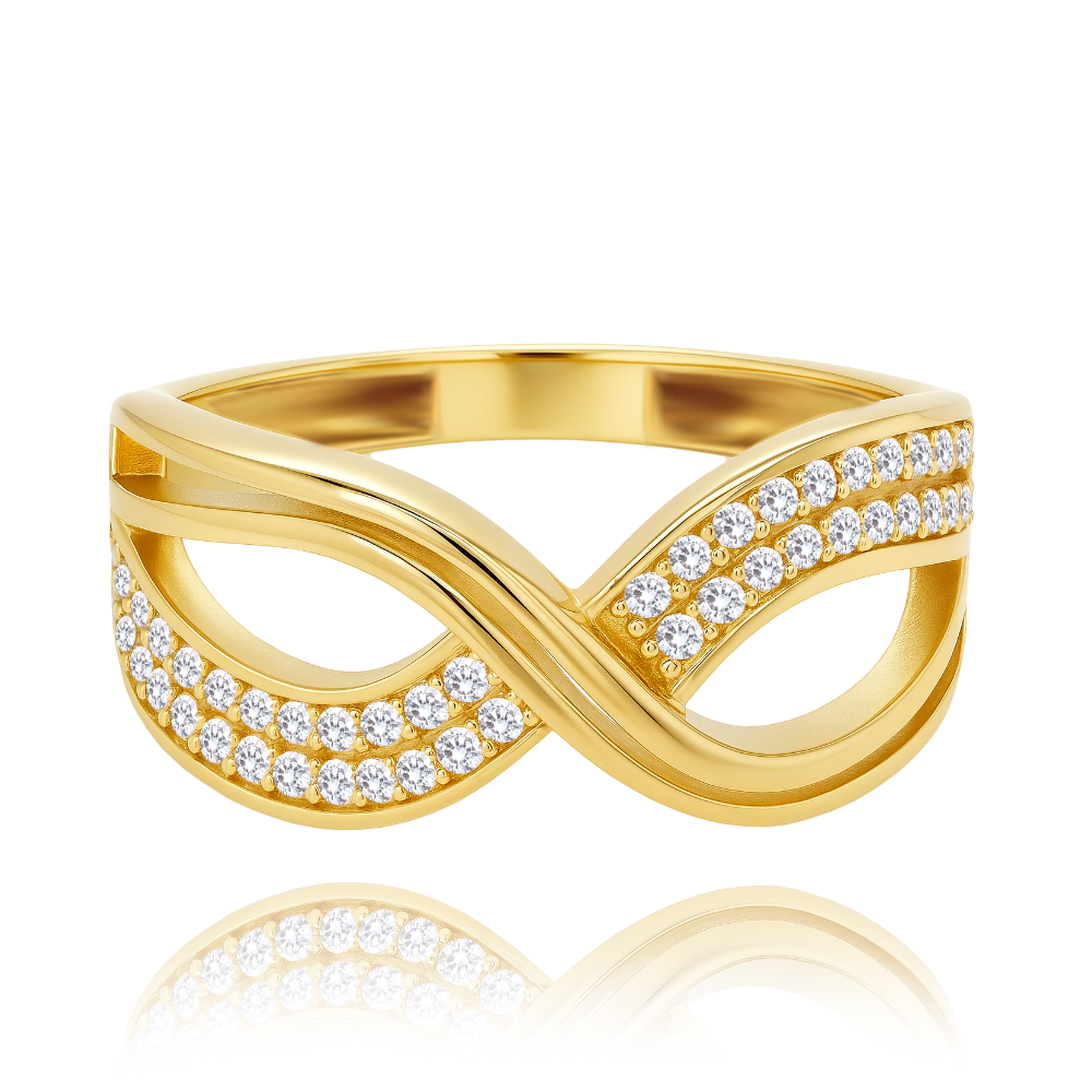 MINET Luxusní zlatý prsten s bílými zirkony Au 585/1000 vel. 59 - 2,80g