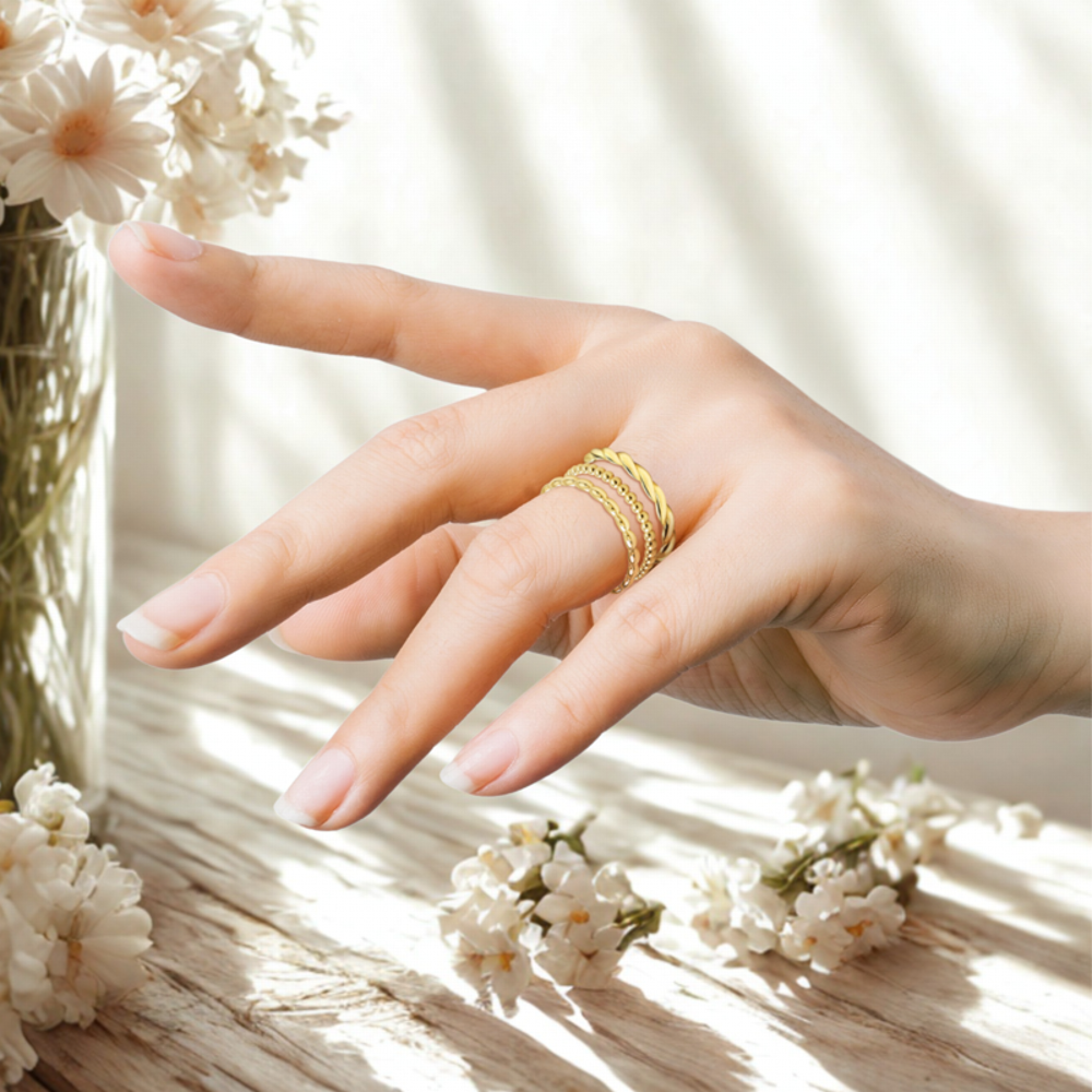 MINET Zlatý prsten s kuličkami Au 585/1000 vel. 60 - 0,95g