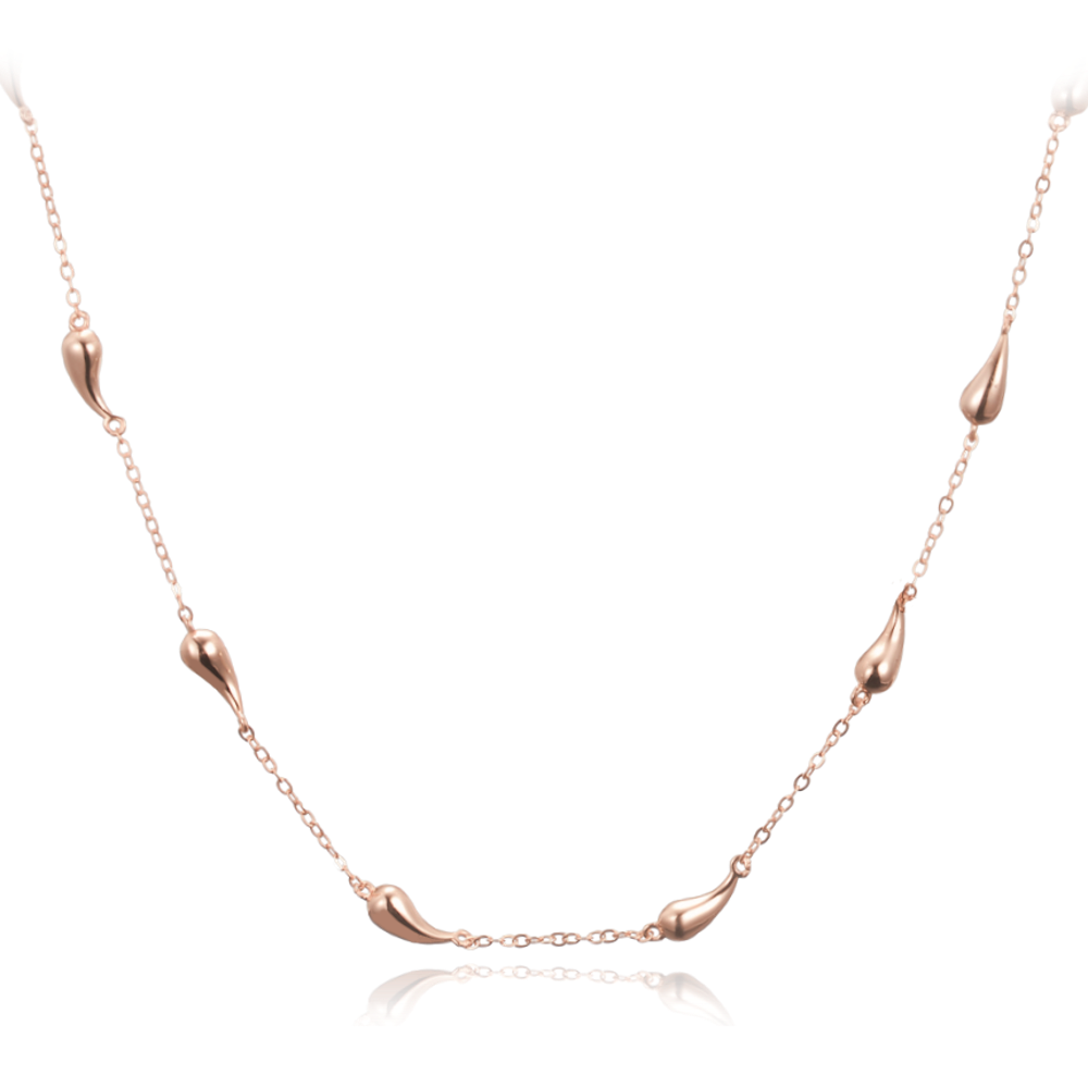 MINET Rose gold stříbrný náhrdelník kapky