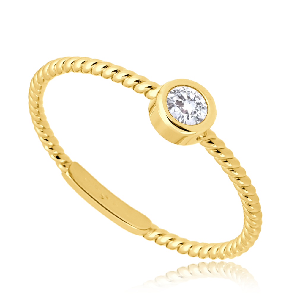 MINET Zásnubní zlatý prsten s bílým zirkonem Au 585/1000 vel. 60 - 1,10g