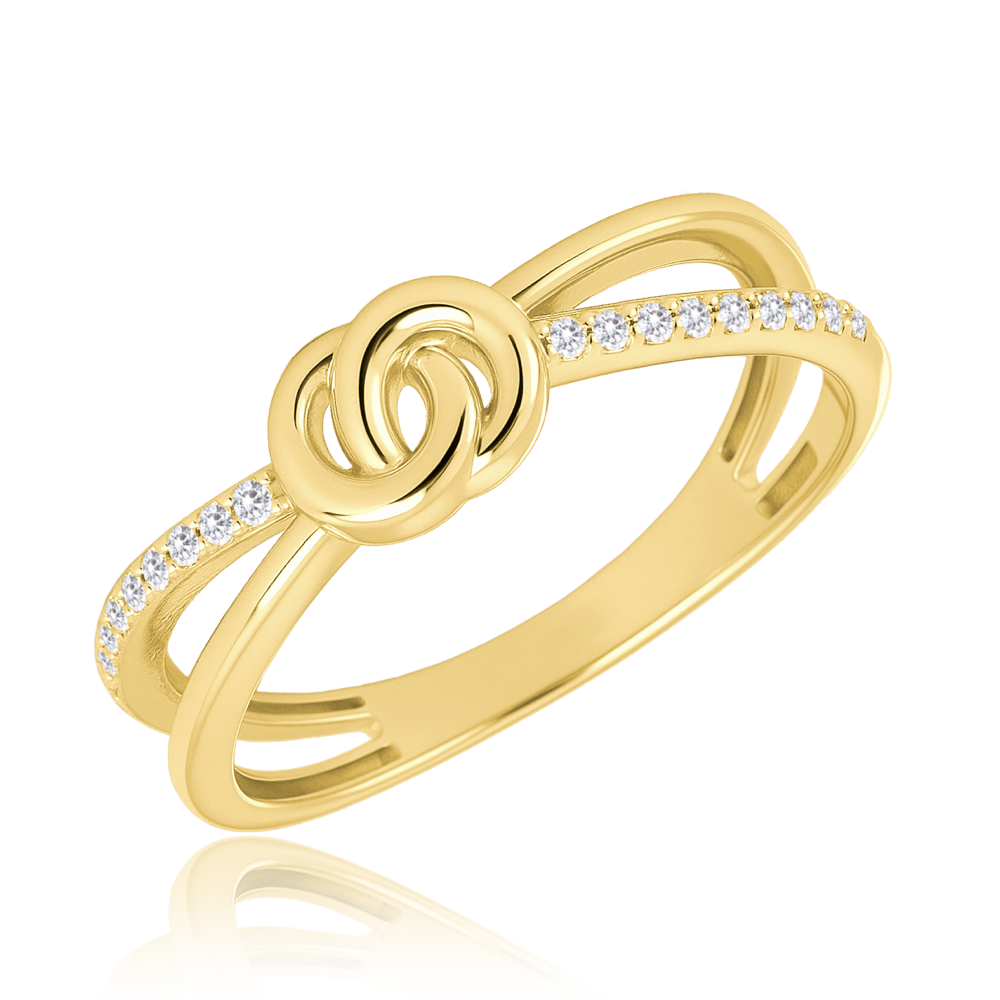 MINET Zlatý prsten s motivem kroužku a bílým zirkonem Au 585/1000 vel. 55 - 2,00g 