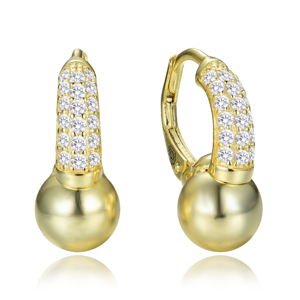 MINET Elegantní pozlacené stříbrné náušnice se zirkony