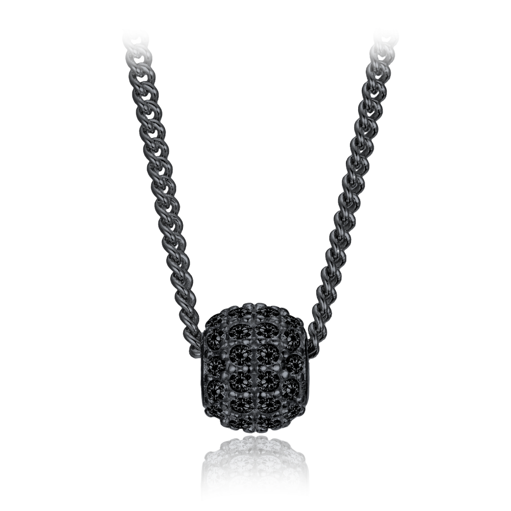 MINET Elegantní černě rhodiovaný stříbrný náhrdelník se zirkonem