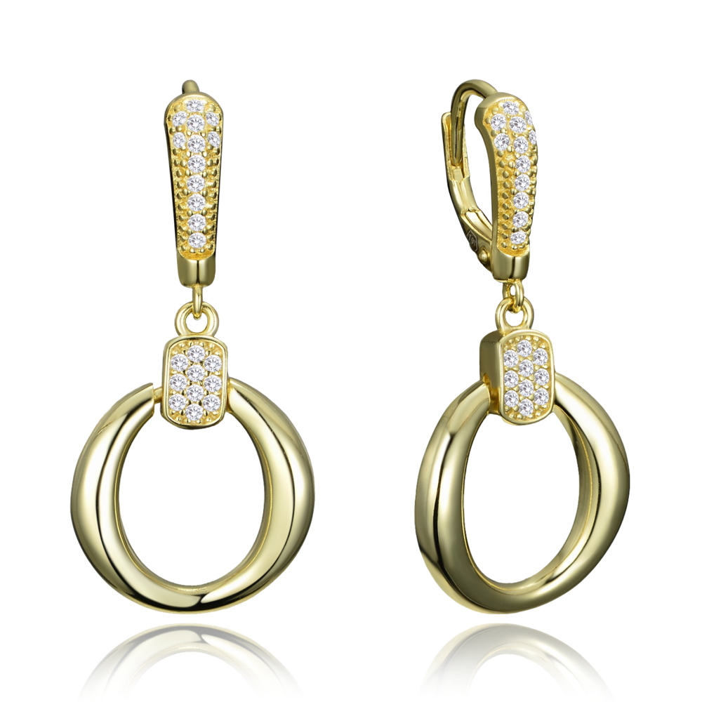 MINET Elegantní pozlacené stříbrné náušnice se zirkony