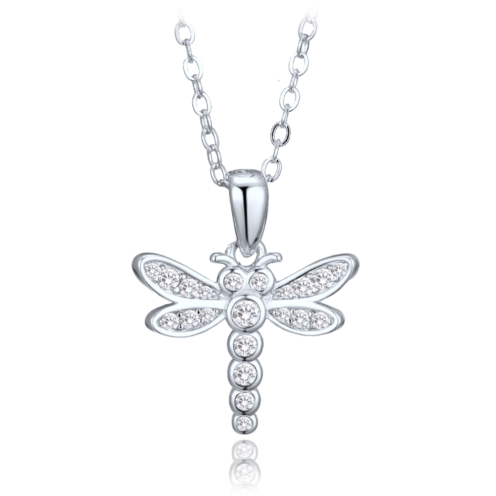 MINET Dětské stříbrné náušnice vážka se zirkony