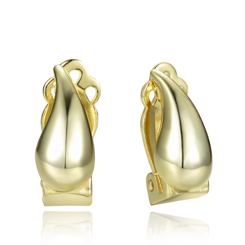 MINET Pozlacené stříbrné náušnice kapky na klipsy pro uši bez dírek 