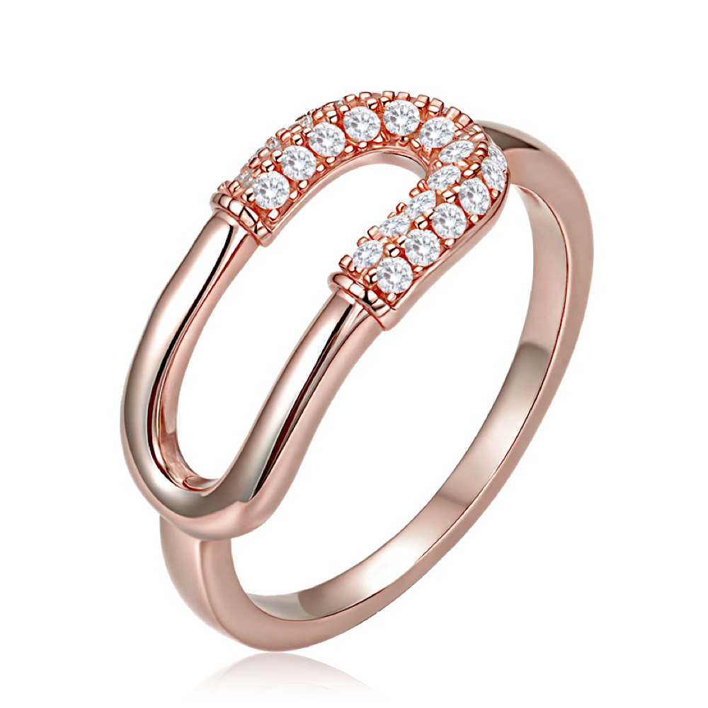 MINET Luxusní rosegold stříbrný prsten se zirkonem vel. 57