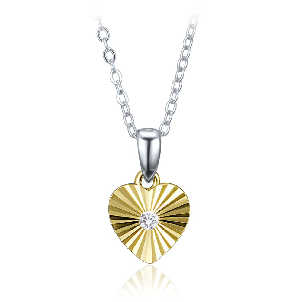 MINET Decentní pozlacený stříbrný náhrdelník srdce se zirkonem