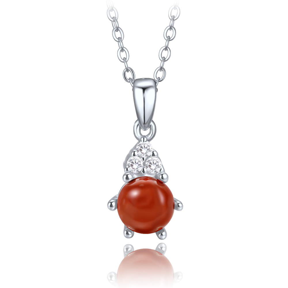 MINET Elegantní stříbrný náhrdelník s jaspisem a zirkonem