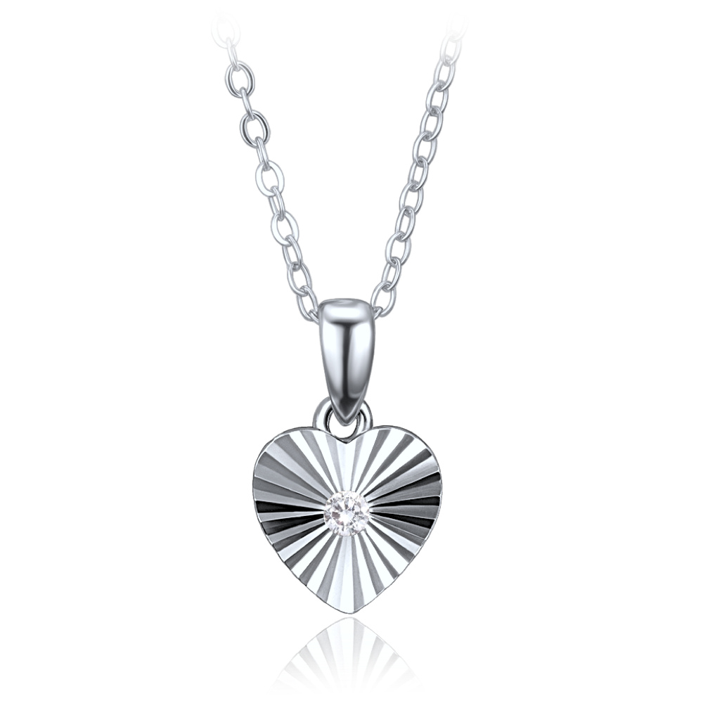 MINET Decentní stříbrný náhrdelník srdce se zirkonem