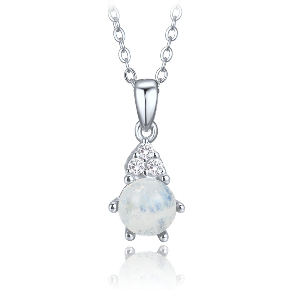 MINET Elegantní stříbrný náhrdelník s měsíčním kamenem a zirkonem