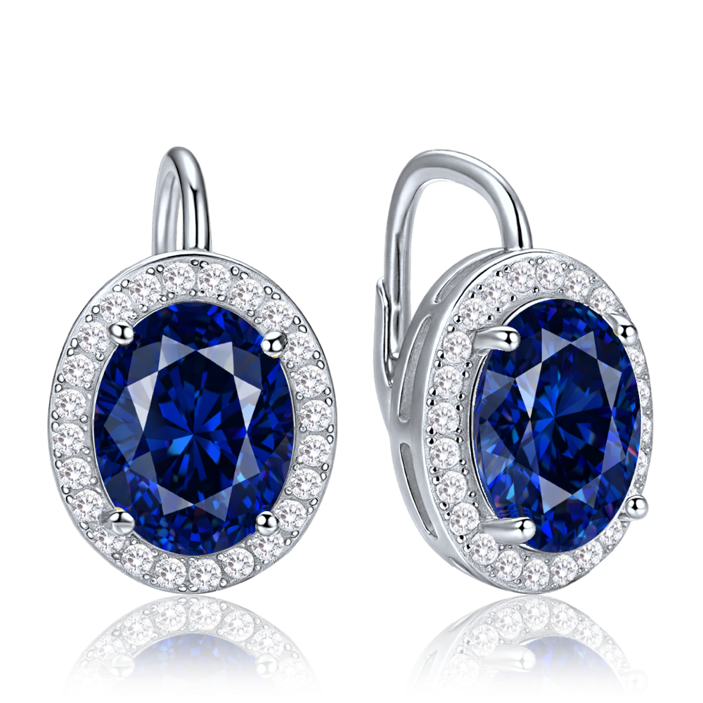 MINET Luxusní stříbrné náušnice s modrými a bílými zirkony