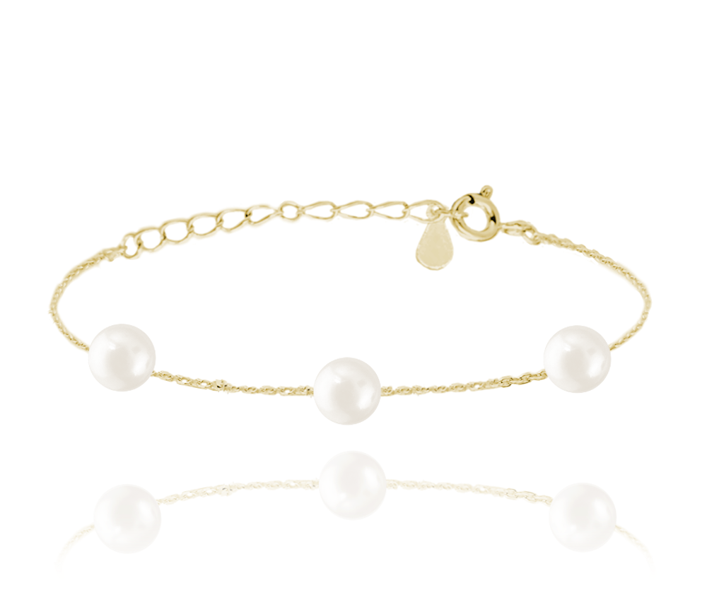 MINET Pozlacený stříbrný náramek s přírodními perlami