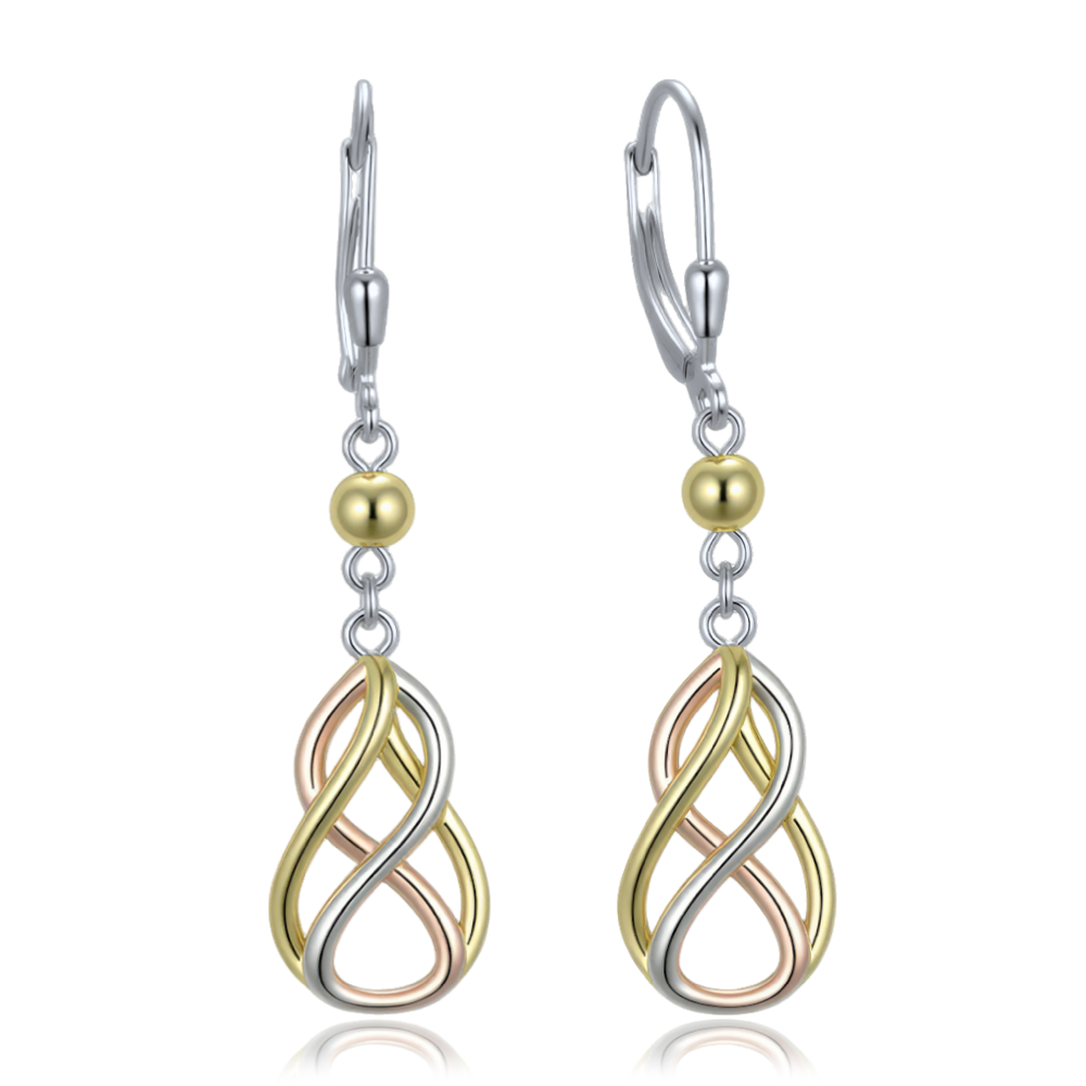 MINET Trojbarevné elegantní stříbrné náušnice