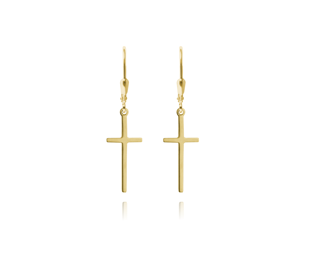 Pozlacené stříbrné náušnice MINET KŘÍŽE