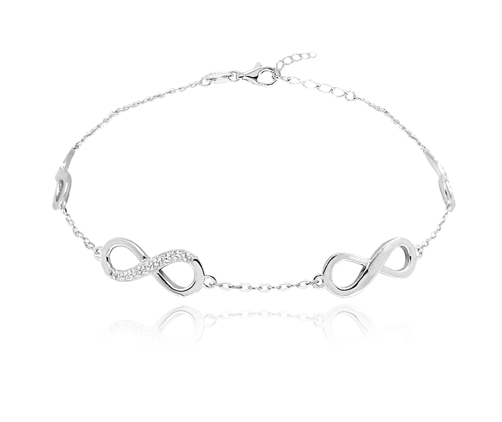 Stříbrný náramek MINET NEKONEČNO se zirkony