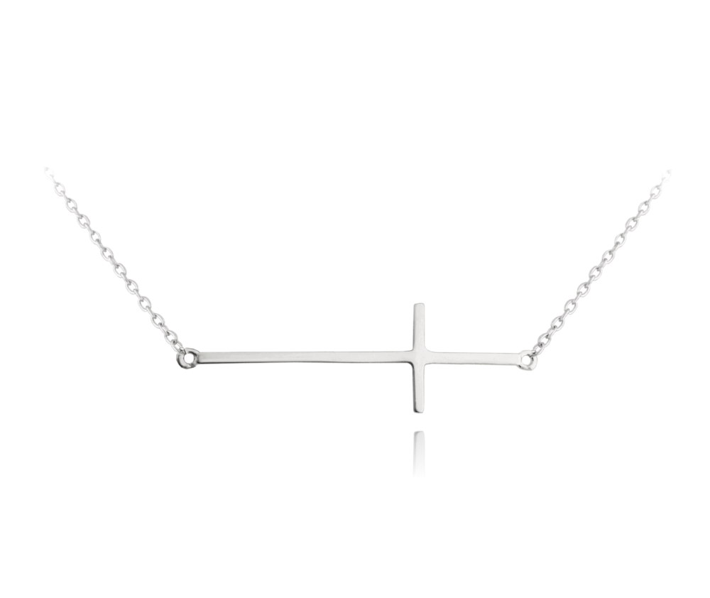 Stříbrný náhrdelník MINET KŘÍŽ ležatý