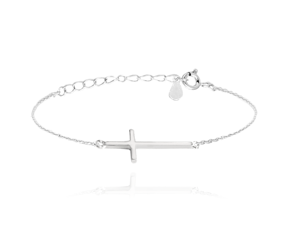 Stříbrný náramek MINET KŘÍŽ ležatý