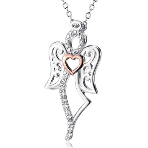Stříbrný náhrdelník anděl zlacený 9kt růžovým zlatem