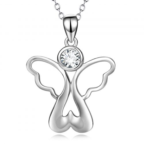 Stříbrný náhrdelník anděl s jedním zirkonem