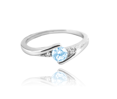 Elegantní stříbrný prsten MINET s modrým zirkonem vel. 49