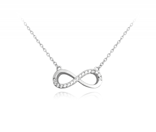 Stříbrný náhrdelník MINET NEKONEČNO s bílými zirkony