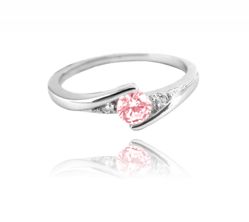 Elegantní stříbrný prsten MINET s růžovým zirkonem vel. 45