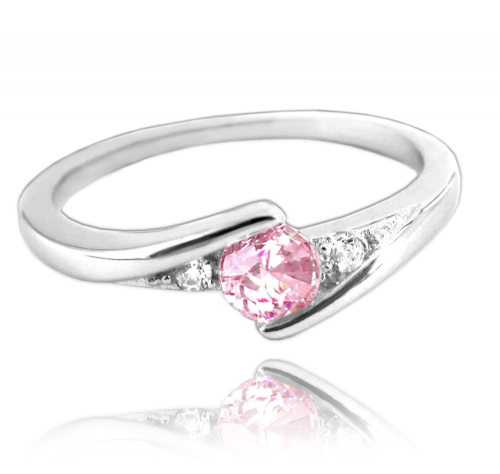 Elegantní stříbrný prsten MINET s růžovým zirkonem vel. 49