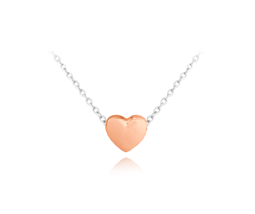 Rose gold stříbrný náhrdelník MINET LOVE se srdíčkem