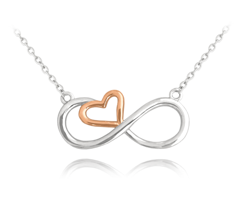 MINET Rose gold stříbrný náhrdelník FOREVER LOVE