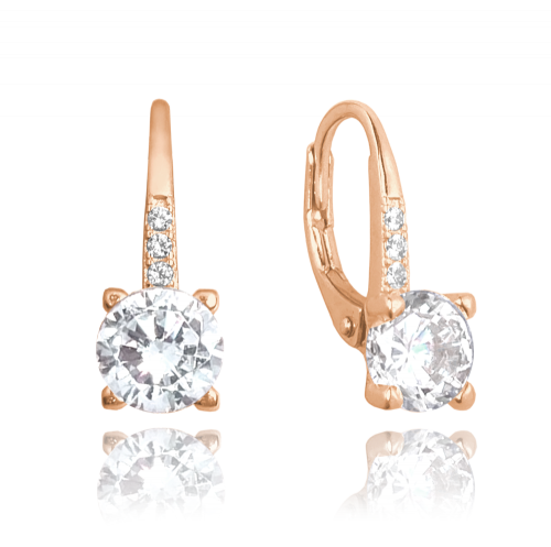 MINET Rose gold elegantní stříbrné náušnice s bílým zirkonem