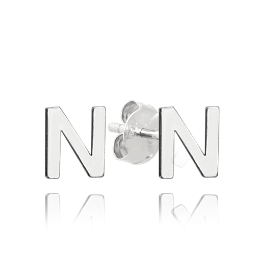 MINET Stříbrné náušnice písmeno "N"