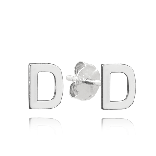 MINET Stříbrné náušnice písmeno "D"