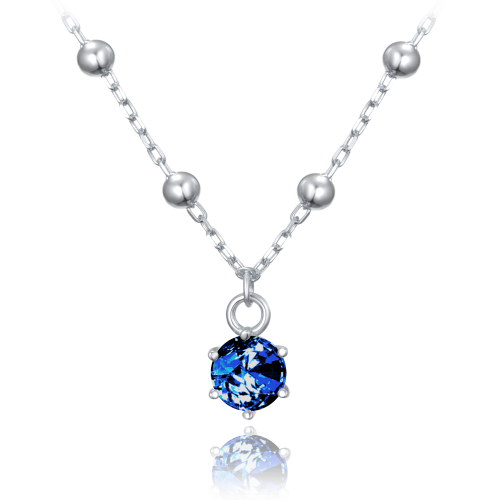 MINET Stříbrný náhrdelník s kuličkami s modrým zirkonem