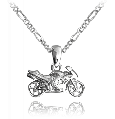 MINET Stříbrný náhrdelník motorka