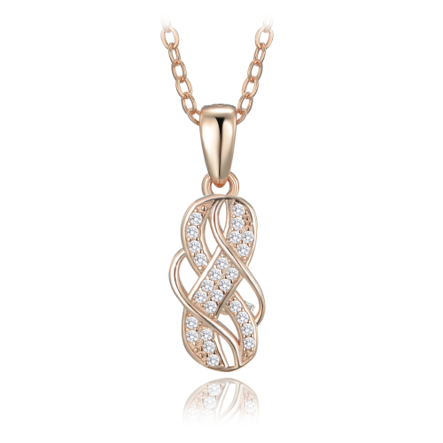 MINET Rose gold luxusní stříbrný náhrdelník s bílými zirkony