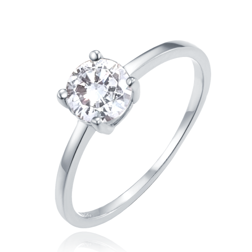 MINET Elegantní stříbrný prsten s bílým zirkonem vel. 54 