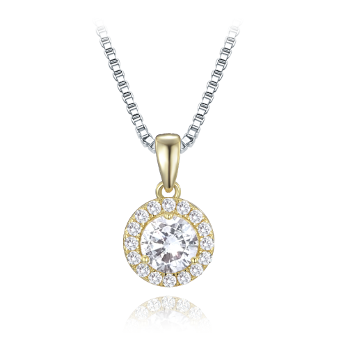 MINET Elegantní stříbrný náhrdelník s pozlaceným příveskem a bílými zirkony