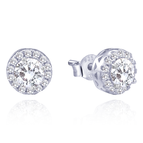 MINET Elegantní stříbrné náušnice s bílými zirkony