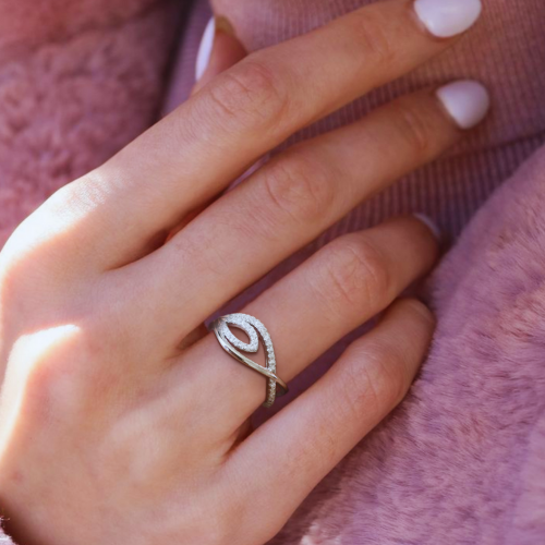 MINET Luxusní stříbrný prsten s bílými zirkony vel. 57 